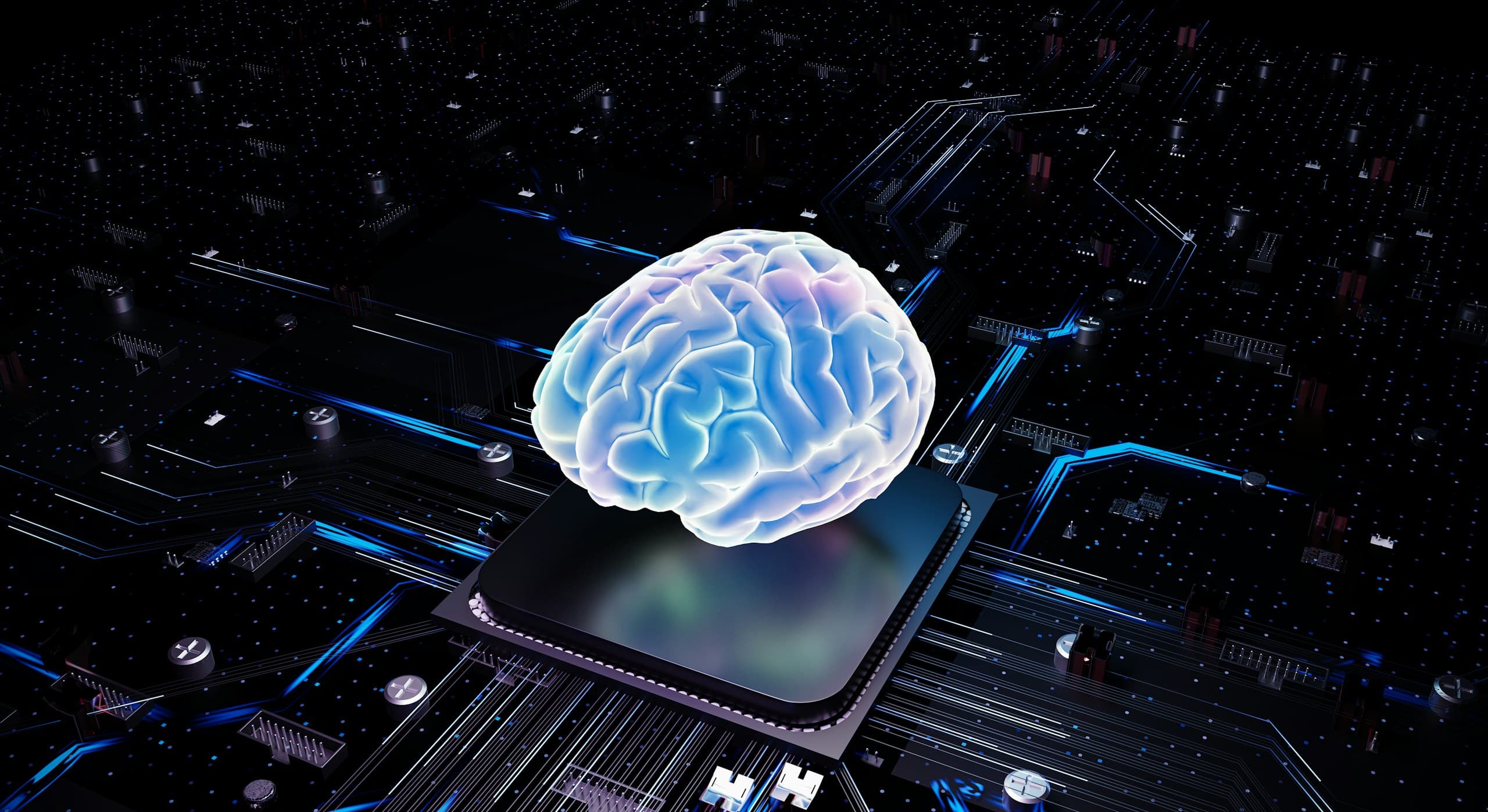Glass brain above a processor on a circuit board